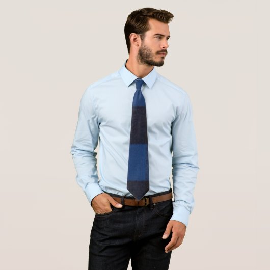 Cravate Flannel Buffalo Plaid Blue lumberjack texture (En situation)