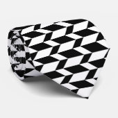 Cravate Flèche Chevron Gras Deux Tons Bleu Noir & Blanc (Roulé)