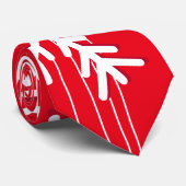 Cravate Flèche de neige blanche et rouge moderne de Noël (Roulé)