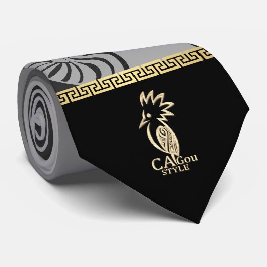 Cravate flèche faîtière kanak. Dégradé Gris.  (Roulé)