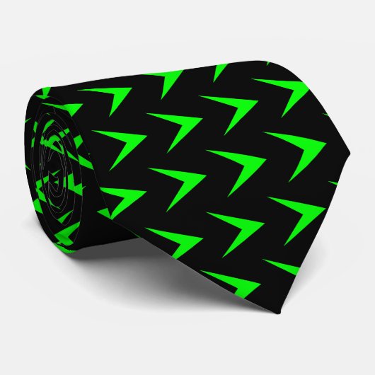 Cravate Flèche verte Chevron - Noir (Roulé)