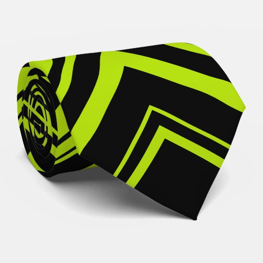 Cravate Flèches en Lime vert et noir (Roulé)