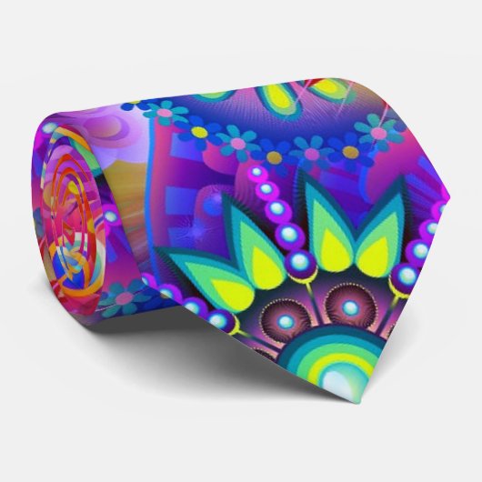 Cravate Fleur abstraite Boho (Roulé)