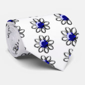 Cravate Fleur argentée en pierre bleue (Roulé)