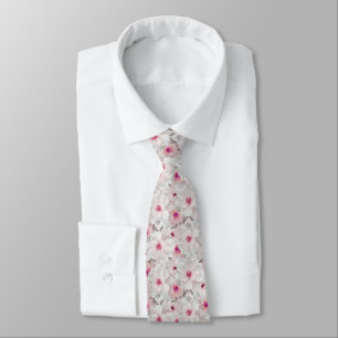 Cravate Fleur blanche et rose délicate
