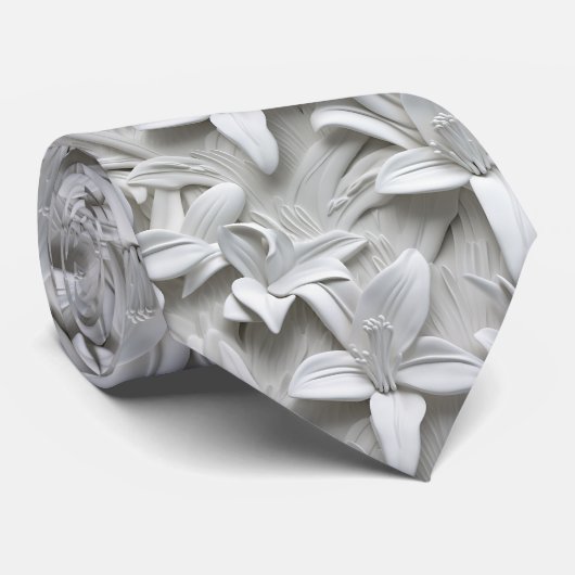 Cravate Fleur blanche Motif sans couture (Roulé)