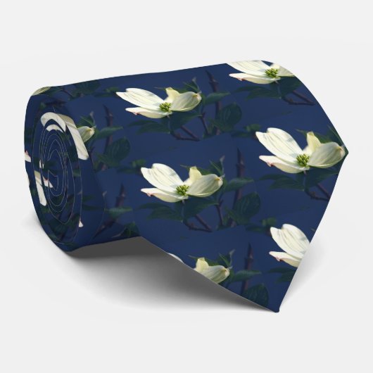 Cravate Fleur bleu blanc (Roulé)