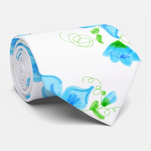 Cravate Fleur bleu clair (Roulé)