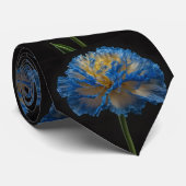 Cravate Fleur Carnation Bleue Et Jaune, (Roulé)