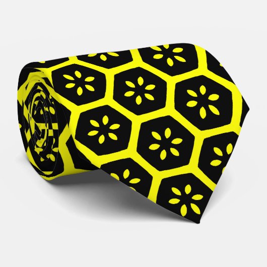 Cravate Fleur d'abeille v1 - jaune (Roulé)