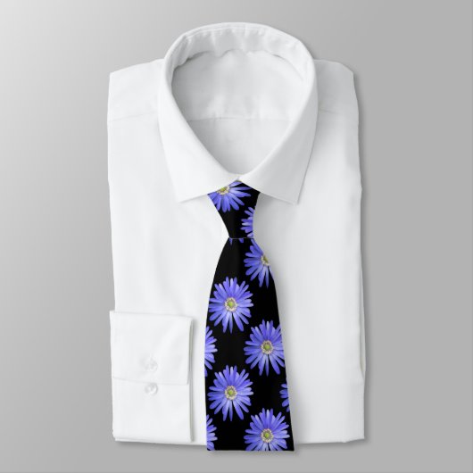 Cravate Fleur d'anémone Bleue Élégante (Attaché)