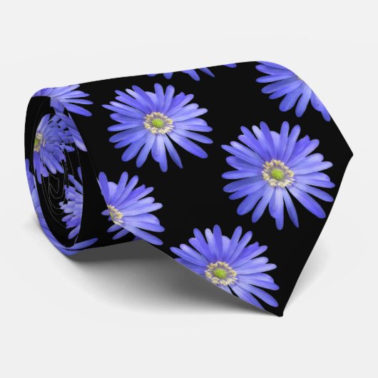 Cravate Fleur d'anémone Bleue Élégante (Roulé)