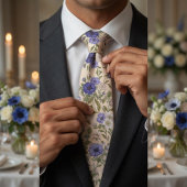 Cravate Fleur d'anémone bleue élégante