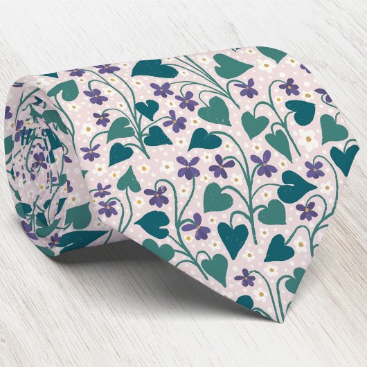 Cravate Fleur d'anémone violette de bois Impression botani
