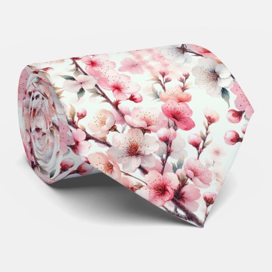 Cravate Fleur de cerise (Roulé)