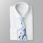 Cravate Fleur de Cerisier Floral Bleu Blanc (Attaché)