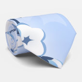 Cravate Fleur de Cerisier Floral Bleu Blanc (Roulé)