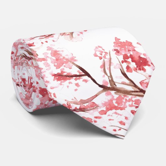Cravate Fleur de cerisier Sakura Mariage rose (Roulé)