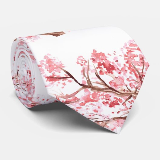 Cravate Fleur de cerisier Sakura Mariage rose (Roulé)