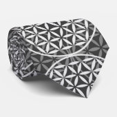 Cravate Fleur de la vie - motif de timbre - gris (Roulé)