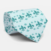 Cravate Fleur-De-Lis Aqua (Roulé)
