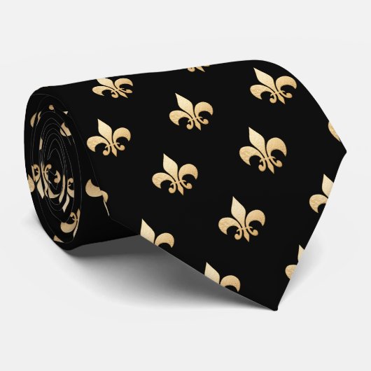 Cravate Fleur de lis/Cravate noire (Roulé)