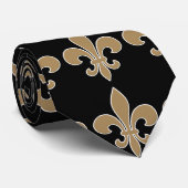 Cravate Fleur de Lis Gold avec le contour blanc et noir (Roulé)