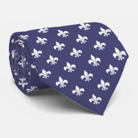 Fleur de Lis Motif blanc sur bleu marine