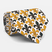Cravate Fleur de lis Motif de couleur noire jaune (Roulé)