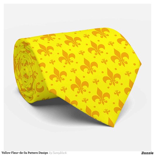 Cravate Fleur de lis Motif jaune