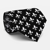 Cravate Fleur de Lis Motif noir et blanc (Roulé)