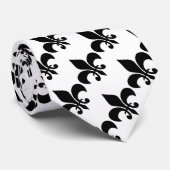 Cravate Fleur de Lis noir et blanc (Roulé)