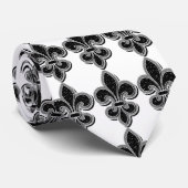 Cravate Fleur de Lis noir et blanc (Roulé)
