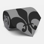 Cravate Fleur de lis noir et gris (Roulé)