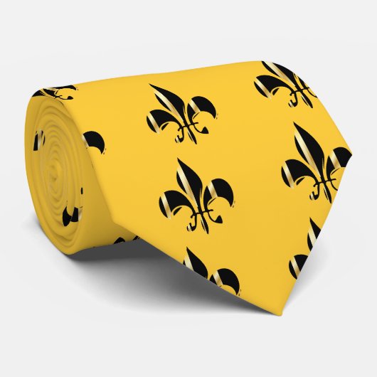 Cravate Fleur de Lis noir et or (Roulé)