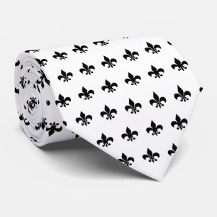Cravate Fleur De Lis noir - personnaliser couleur arrière 