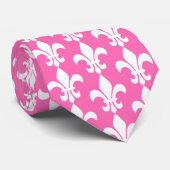 Cravate Fleur de Lis rose blanc et chaud Motif (Roulé)