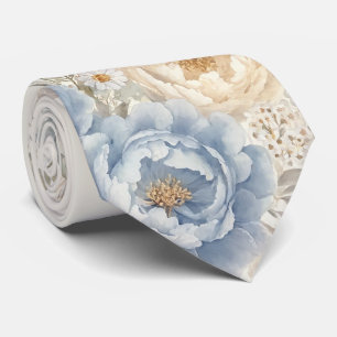 Cravate Fleur de mariage printanière de fleur sauvage bleu