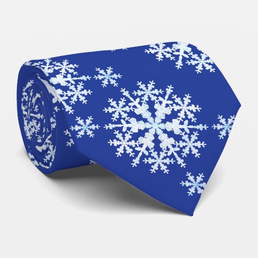 Cravate Fleur de neige Bleu Blanc (Roulé)