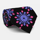 Cravate Fleur de néon bleu et rouge (Roulé)