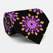 Cravate Fleur de néon rose et orange (Roulé)