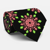 Cravate Fleur de néon rouge et vert (Roulé)