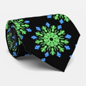 Cravate Fleur de néon vert et bleu (Roulé)