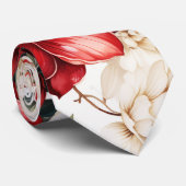 Cravate Fleur de Noël Poinsettia Motif vert rouge (Roulé)