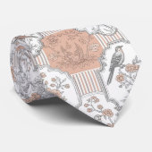 Cravate Fleur de oiseau vintage Toile Rayure (10) (Roulé)