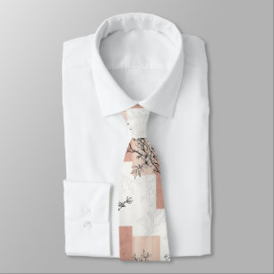 Cravate Fleur de oiseau vintage Toile Rayure (3)
