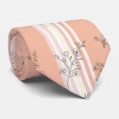 Cravate Fleur de oiseau vintage Toile Rayure (6) (Roulé)