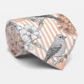 Cravate Fleur de oiseau vintage Toile Rayure (9) (Roulé)
