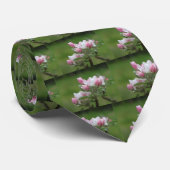 Cravate fleur de pommier et feuilles vertes (Roulé)