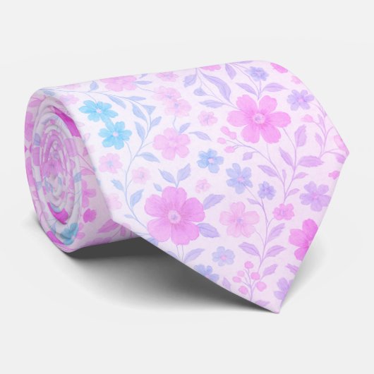 Cravate Fleur de printemps au pastel doux (Roulé)